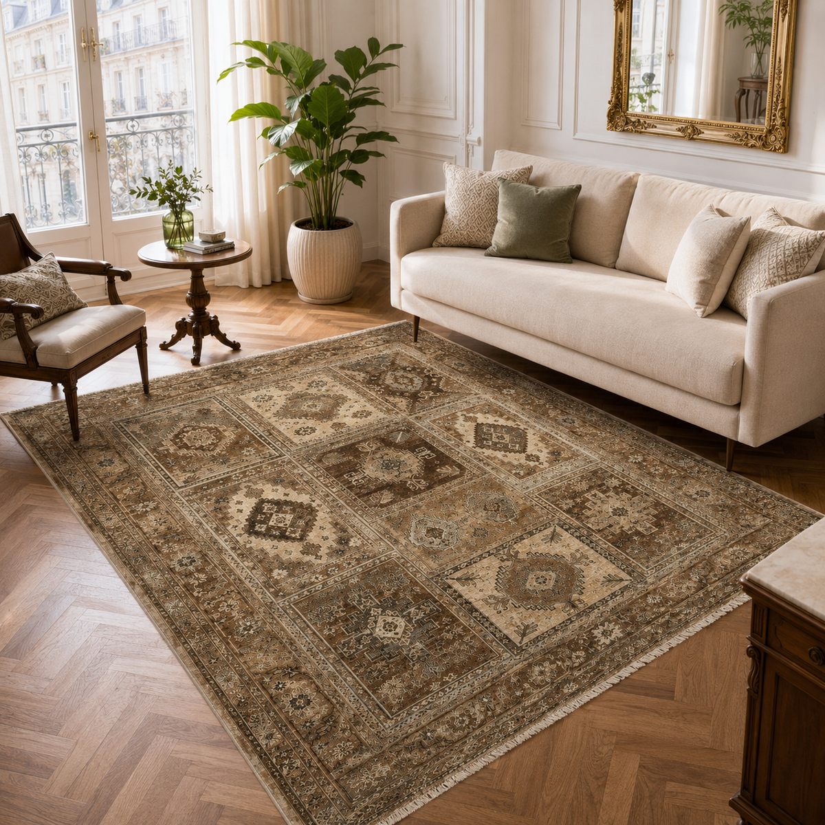 Tapis Ethnique Vintage Bleu Marine Lavable Thaïs, vue 5
