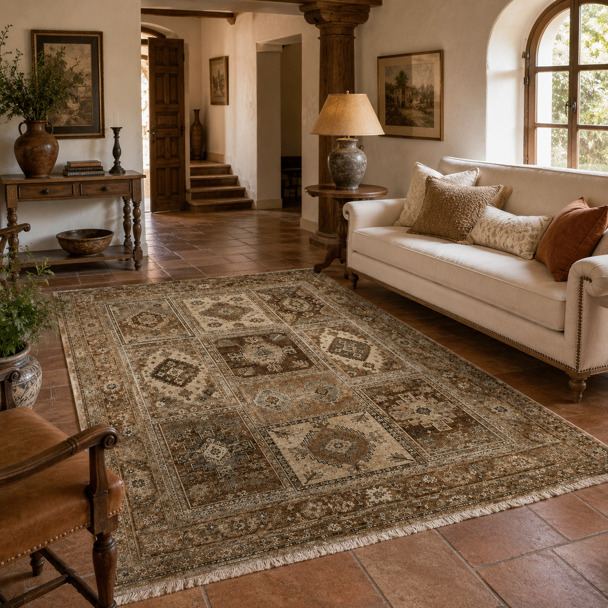 Tapis Ethnique Vintage Bleu Marine Lavable Thaïs, vue 7
