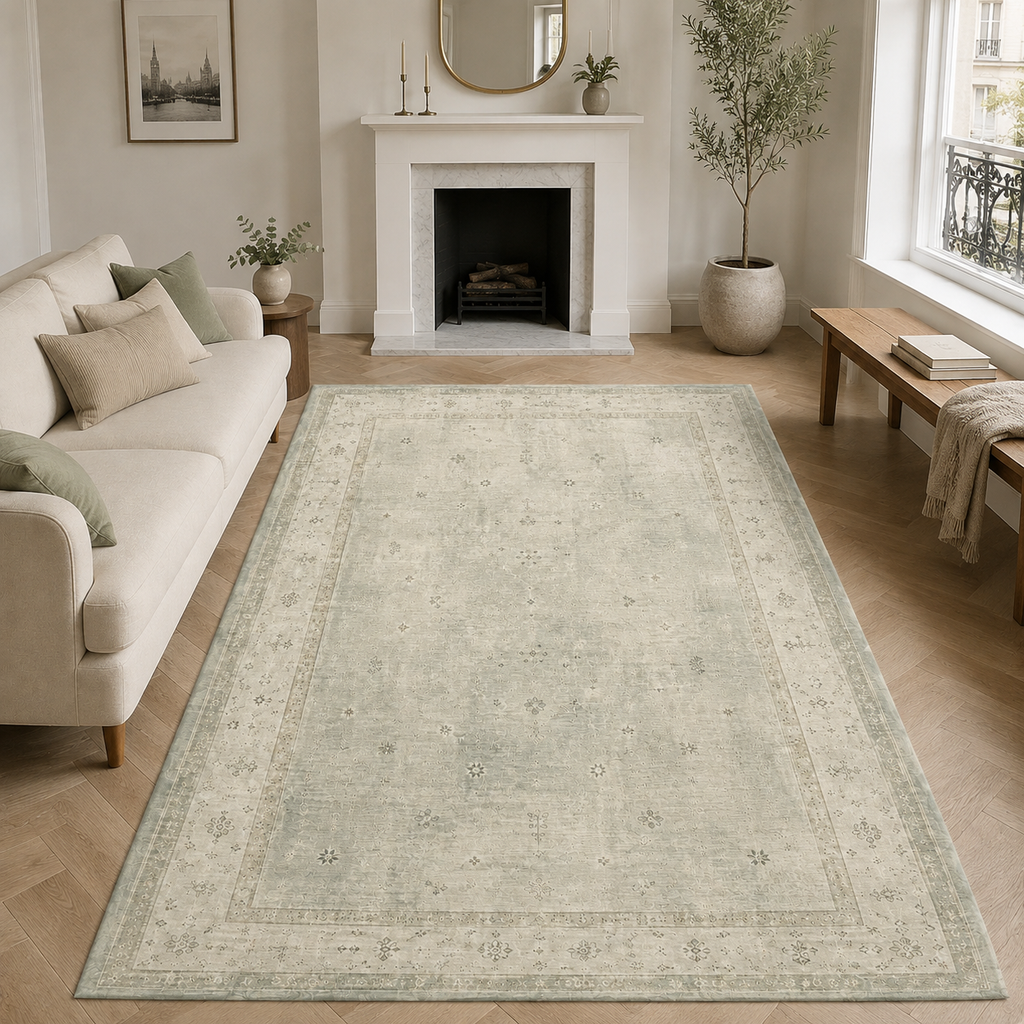 Tapis Abstrait Crème et Blanc Lavable Margot, vue 9