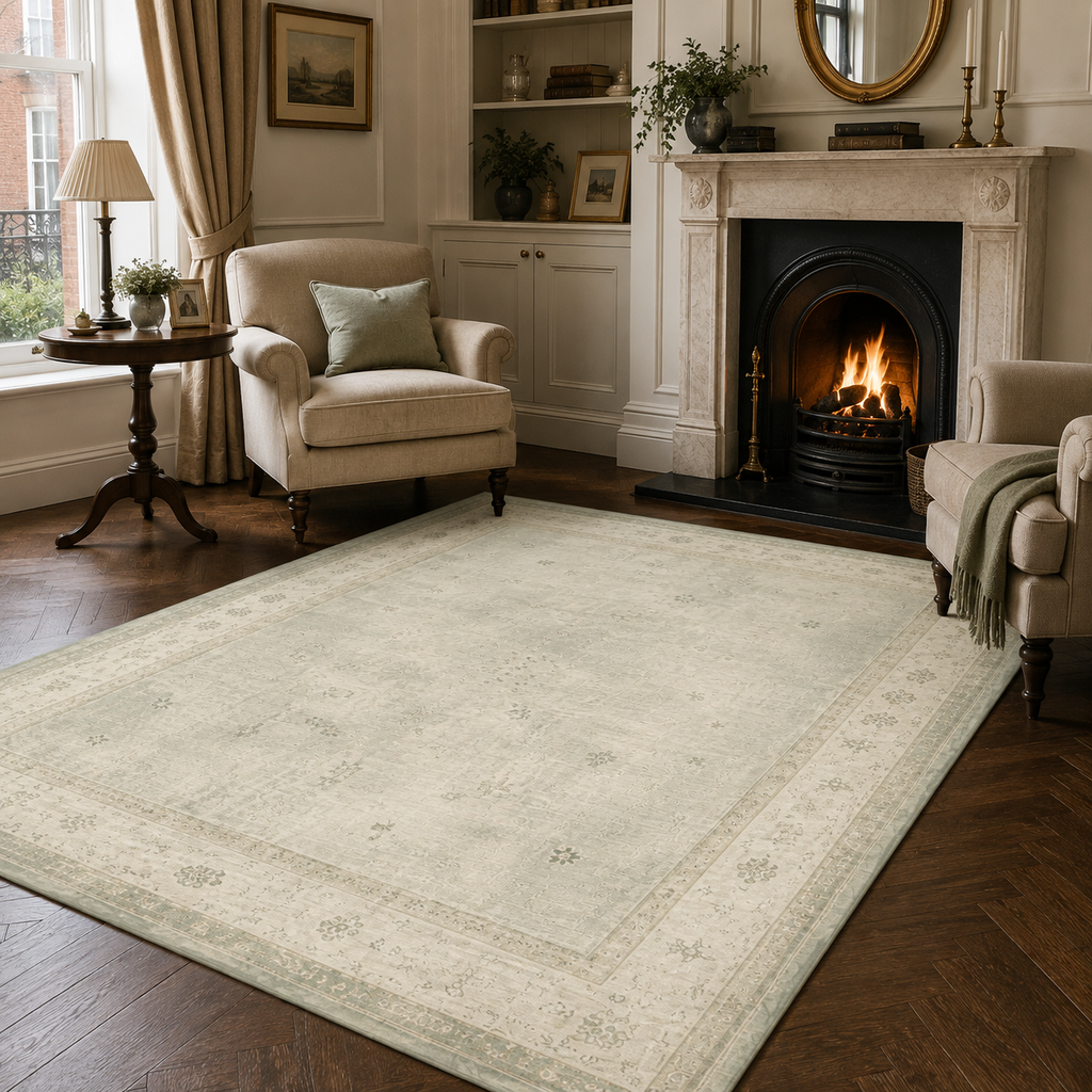 Tapis Abstrait Crème et Blanc Lavable Margot, vue 3