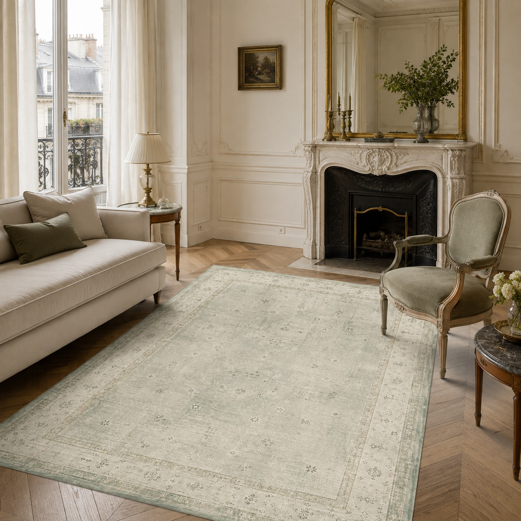 Tapis Abstrait Crème et Blanc Lavable Margot, vue 7