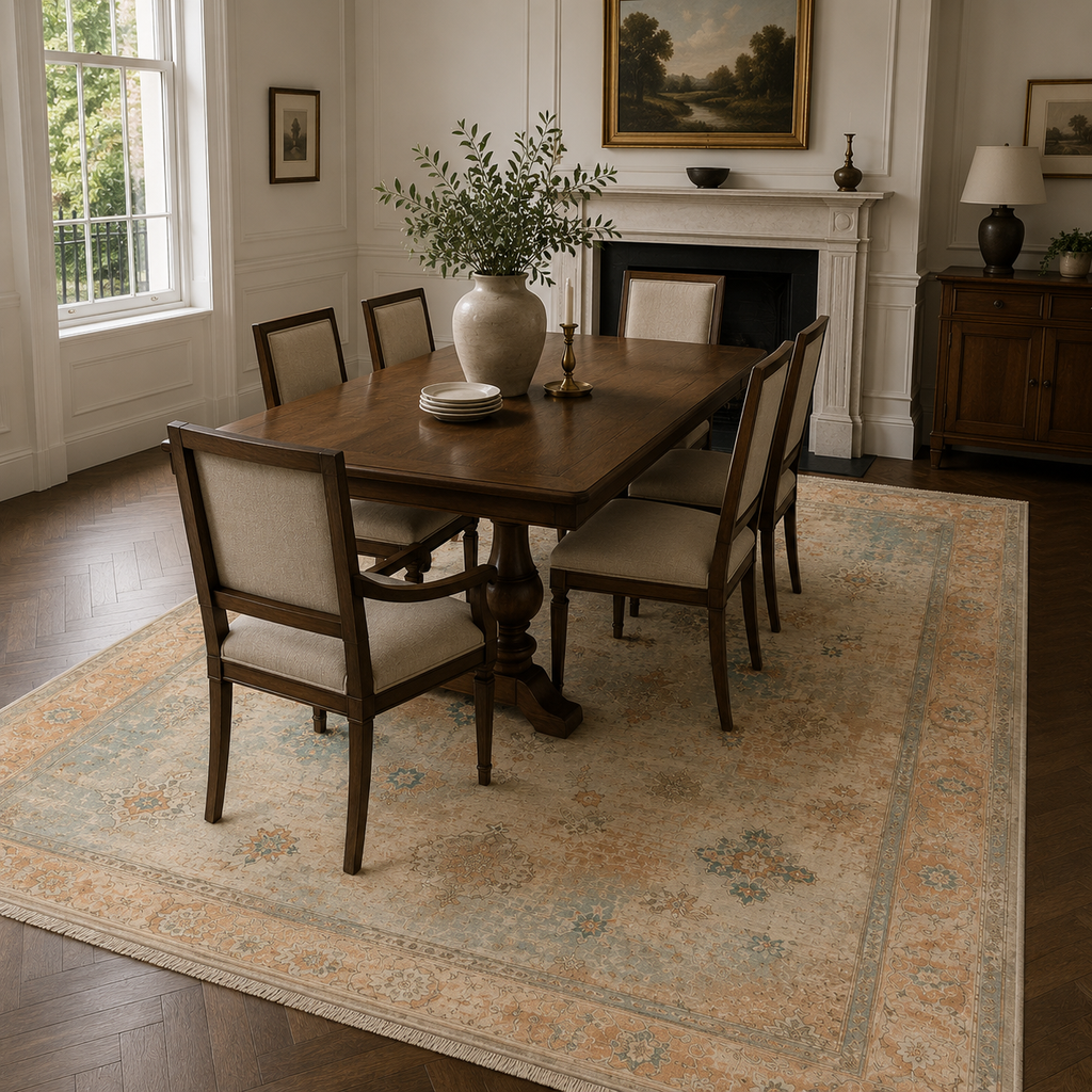 Tapis Classique Vintage Crème et Blanc Lavable Héloïse, vue 4