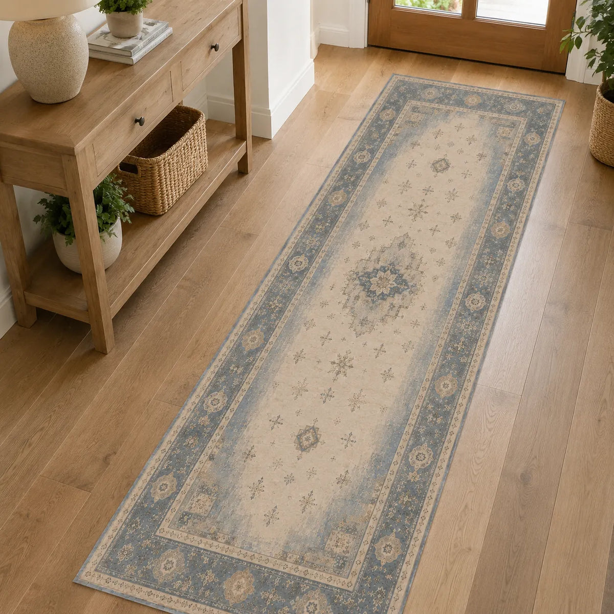 Tapis Classique Crème et Blanc Lavable Thaïs, vue 7