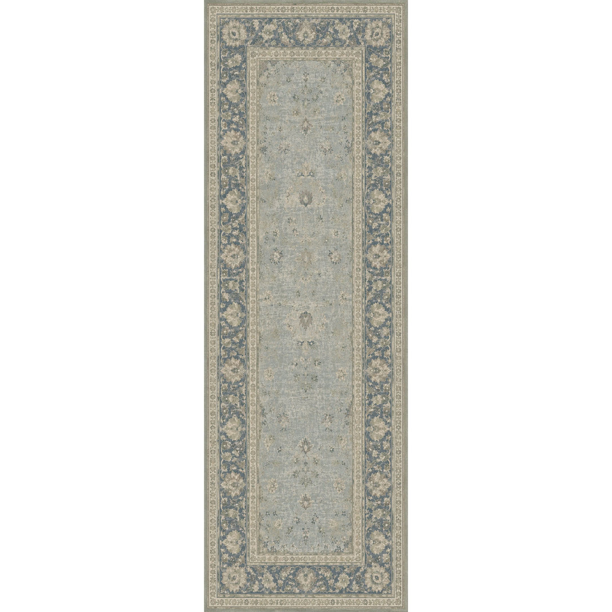 Tapis Ethnique Vintage Bleu Marine Lavable Enora, vue 10