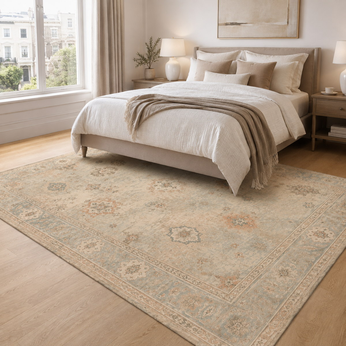 Tapis Classique Vintage Crème et Blanc Lavable Mélina, vue 3