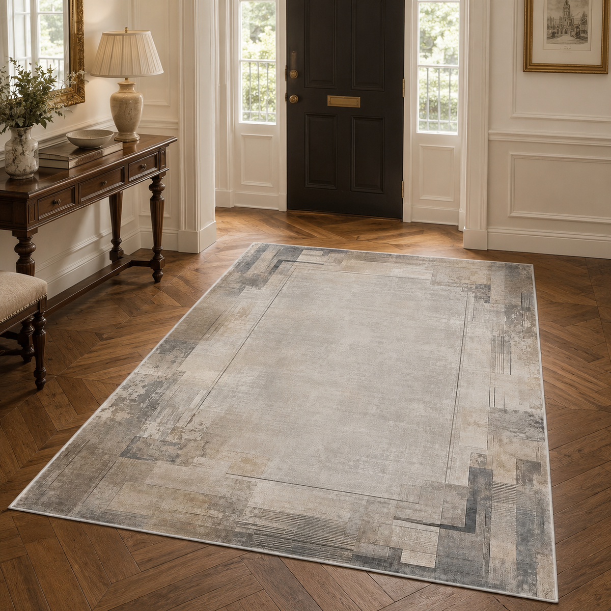 Tapis Vintage Crème et Blanc Lavable Alba, vue 4