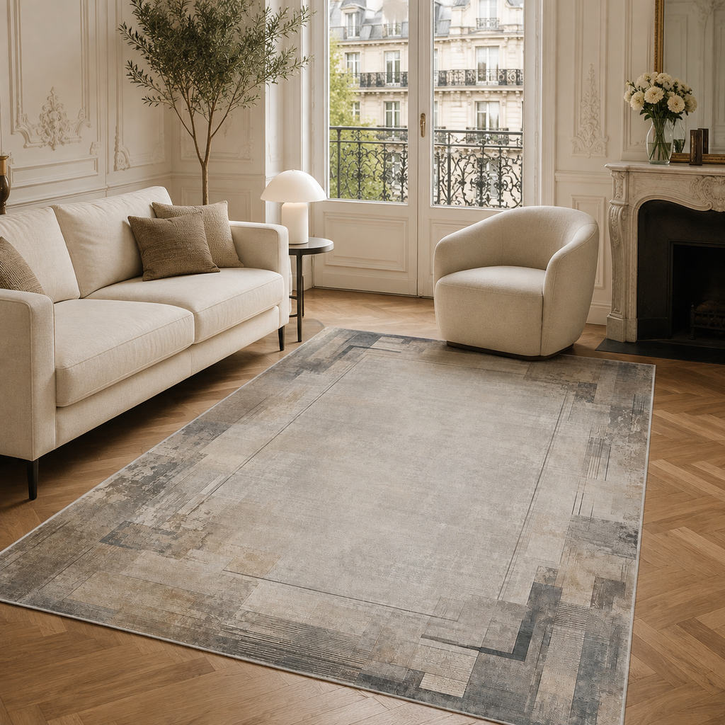 Tapis Vintage Crème et Blanc Lavable Alba, vue 5