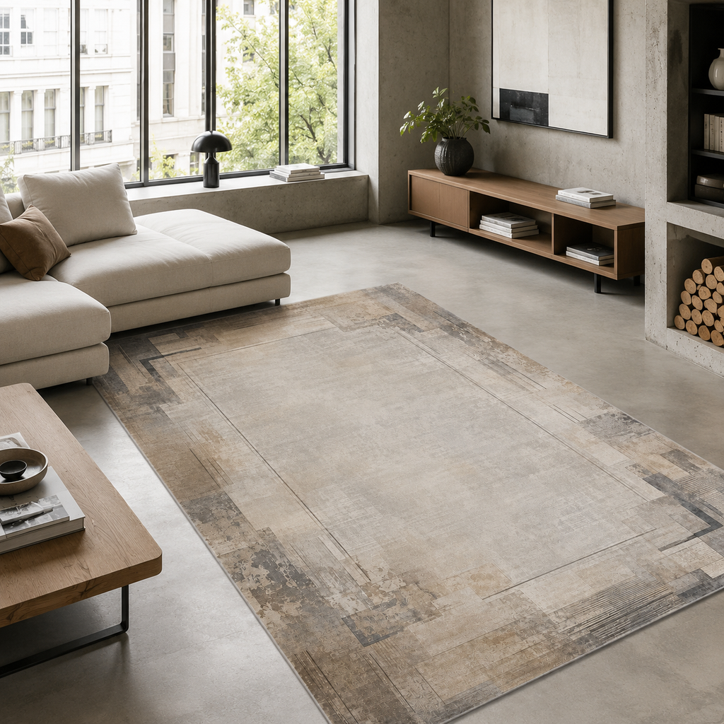 Tapis Vintage Crème et Blanc Lavable Alba, vue 7
