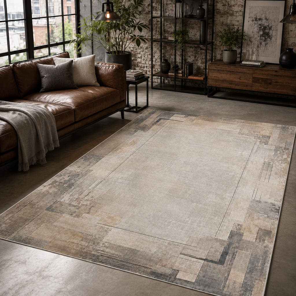 Tapis Vintage Crème et Blanc Lavable Alba, vue 8