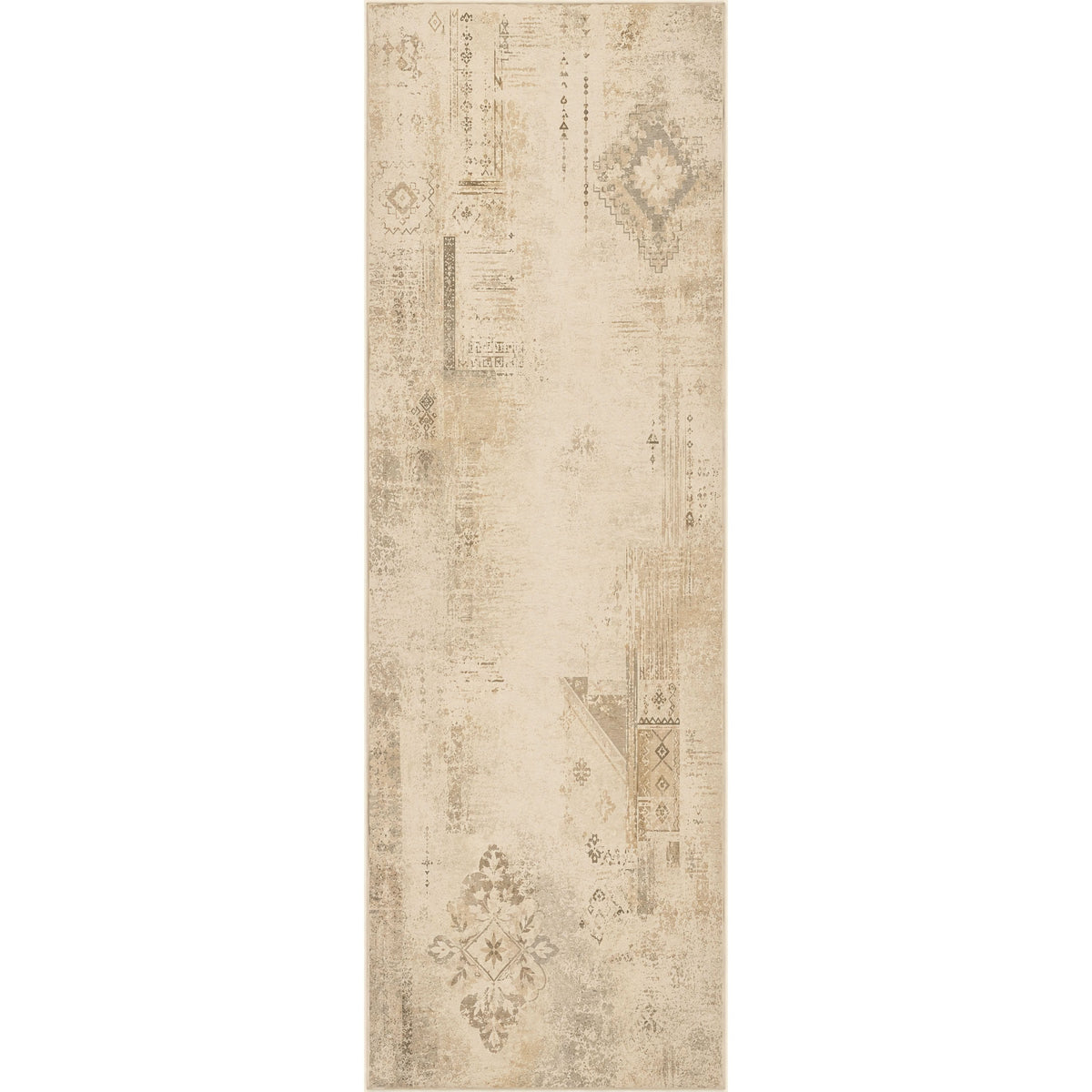 Tapis Abstrait Crème et Blanc Lavable Lysandre, vue 10
