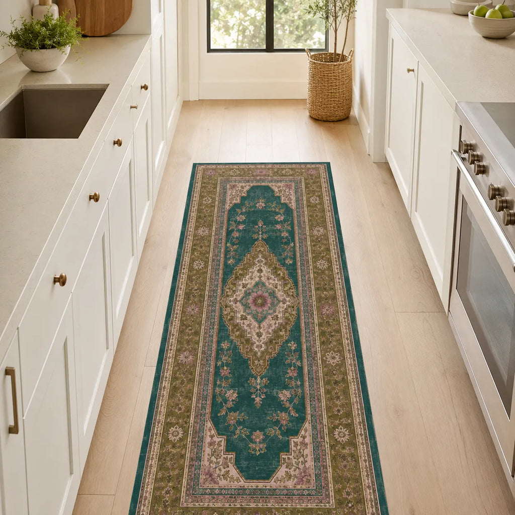 Tapis Albane – rendu des nuances vert kaki et brun
