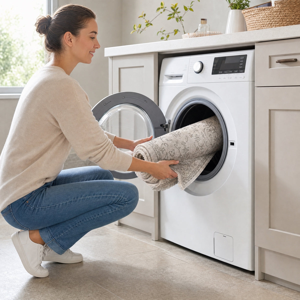 Tapis Vintage Bleu Marine Lavable Raphaëlle, vue 11